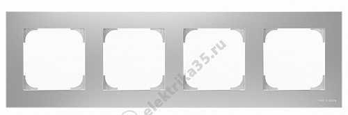 Рамка 4-м Sky серебр./алюм. ABB 2CLA857400A1301