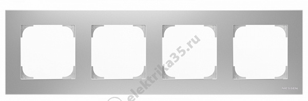 Рамка 4-м Sky серебр./алюм. ABB 2CLA857400A1301