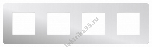 Рамка 4-м UNICA STUDIO хром/бел. SchE NU280855