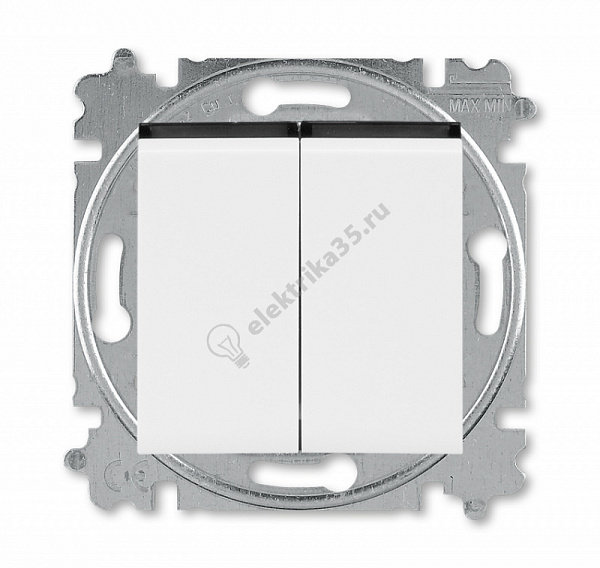 Переключатель 2-кл. Levit бел./дым. черн. ABB 2CHH595245A6062